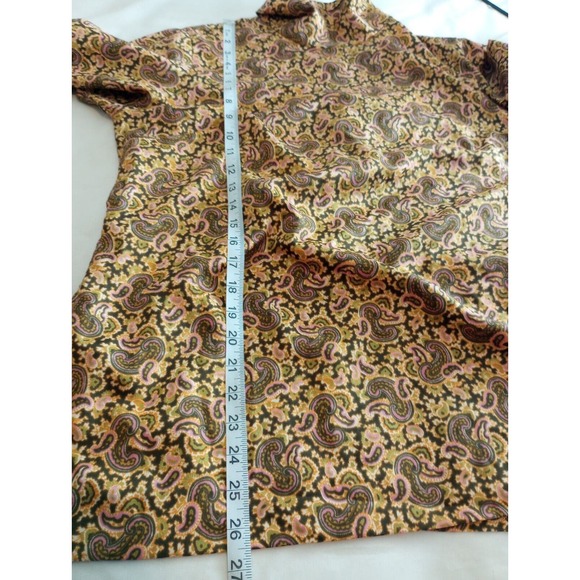 Vtg Fem Form Paisley 70s Flower Power Mock Neck Backk Zip Blouse Top Bohemian - Picture 10 of 11